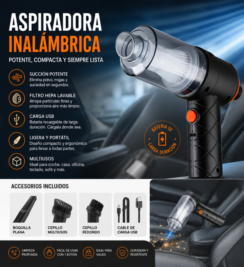 Mini Aspiradora para coche con Bateria